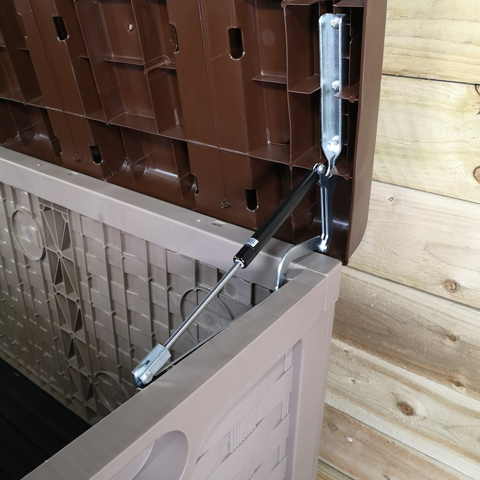 image 1 of HUGE XXL 634 Litre Rattan Sit On Cushion Garden Storage Seat Decking Box In Brown