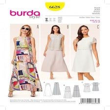 Burda 6628 Paper Sewing Pattern – Women’s Dress, UK Sizes 8–18, Easy