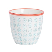 Nicola Spring Hand-Printed Plant Pot - 14cm - Turquoise | Blue | Blue