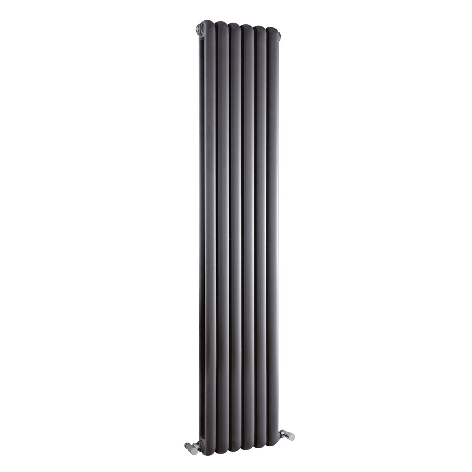 image 1 of Aspire Vertical Double Panel Radiator, 1800mm x 383mm - Anthracite | Grey | Anthracite | 1
