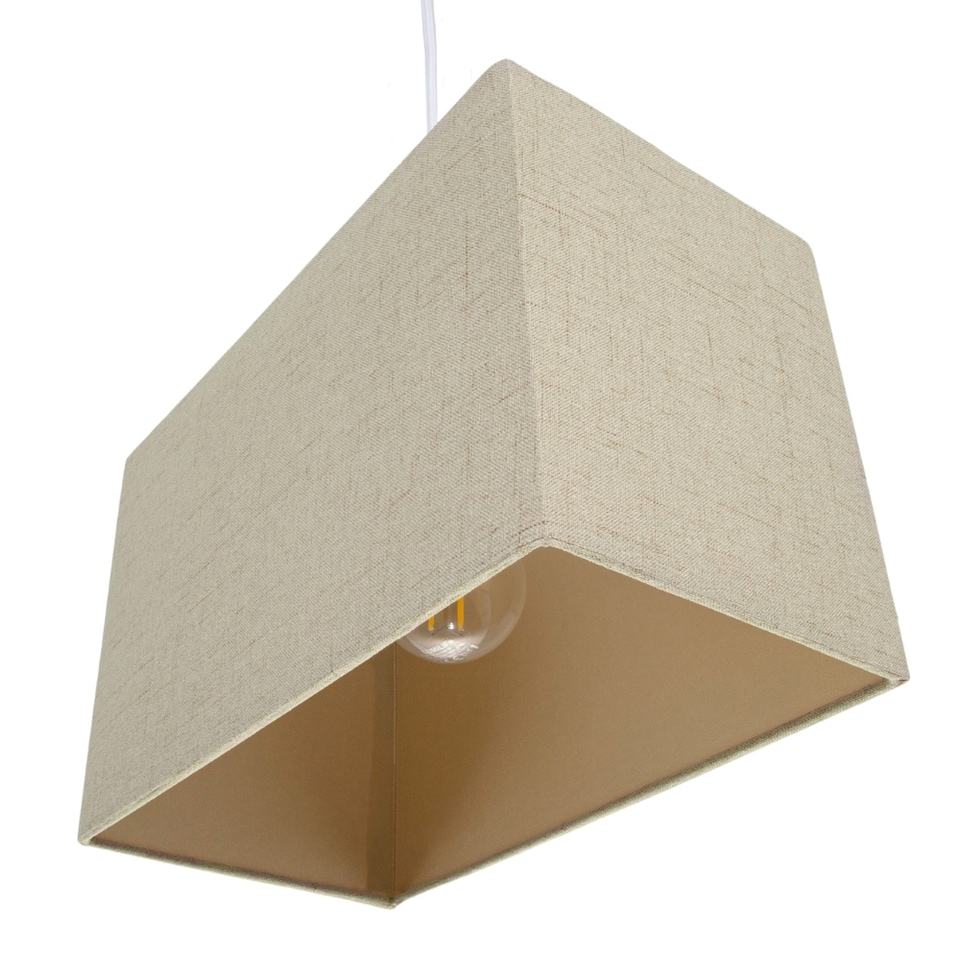 image 1 of Contemporary and Sleek Taupe Linen Fabric Rectangular Lamp Shade 60w Maximum | Cream | 12"