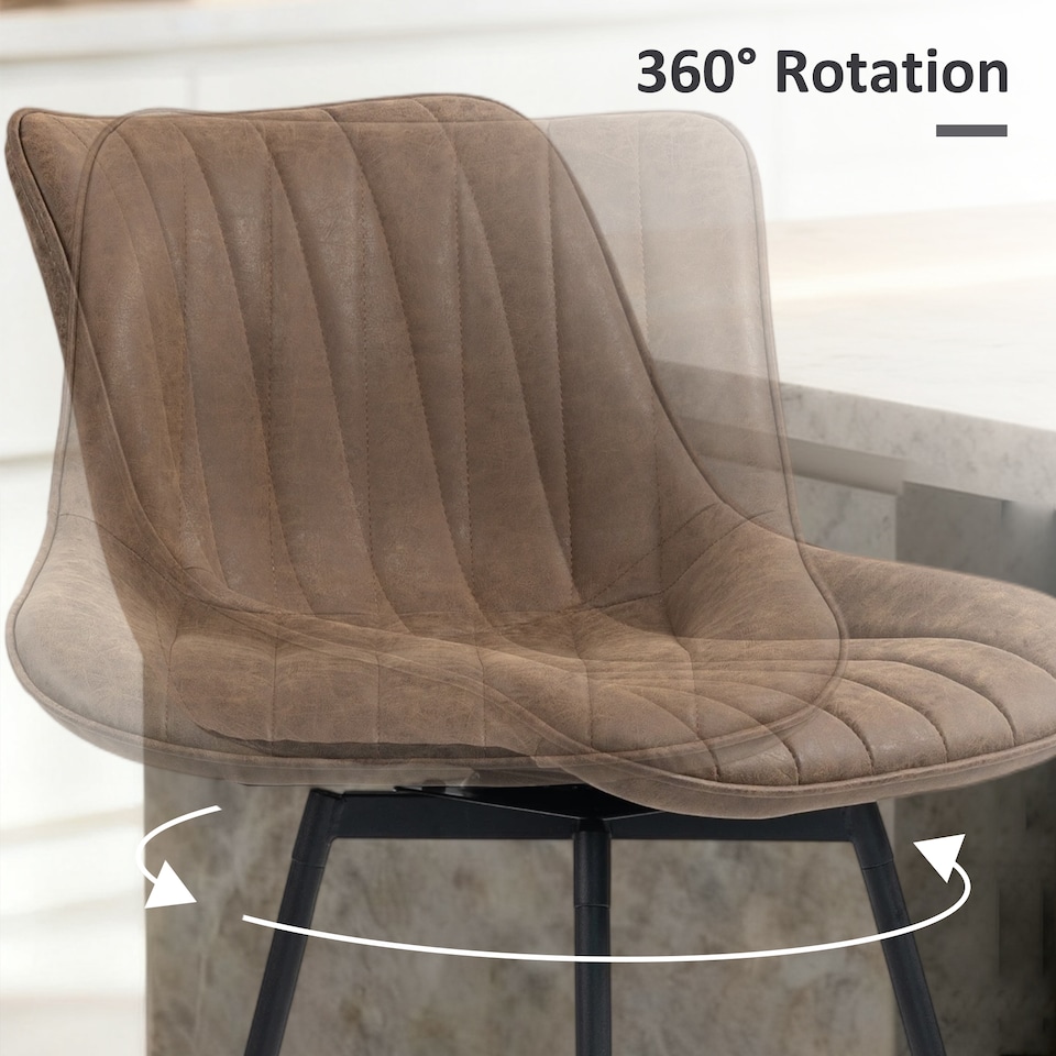 image 1 of HOMCOM Swivel Bar Stools Set of 2, PU Leather Upholstery