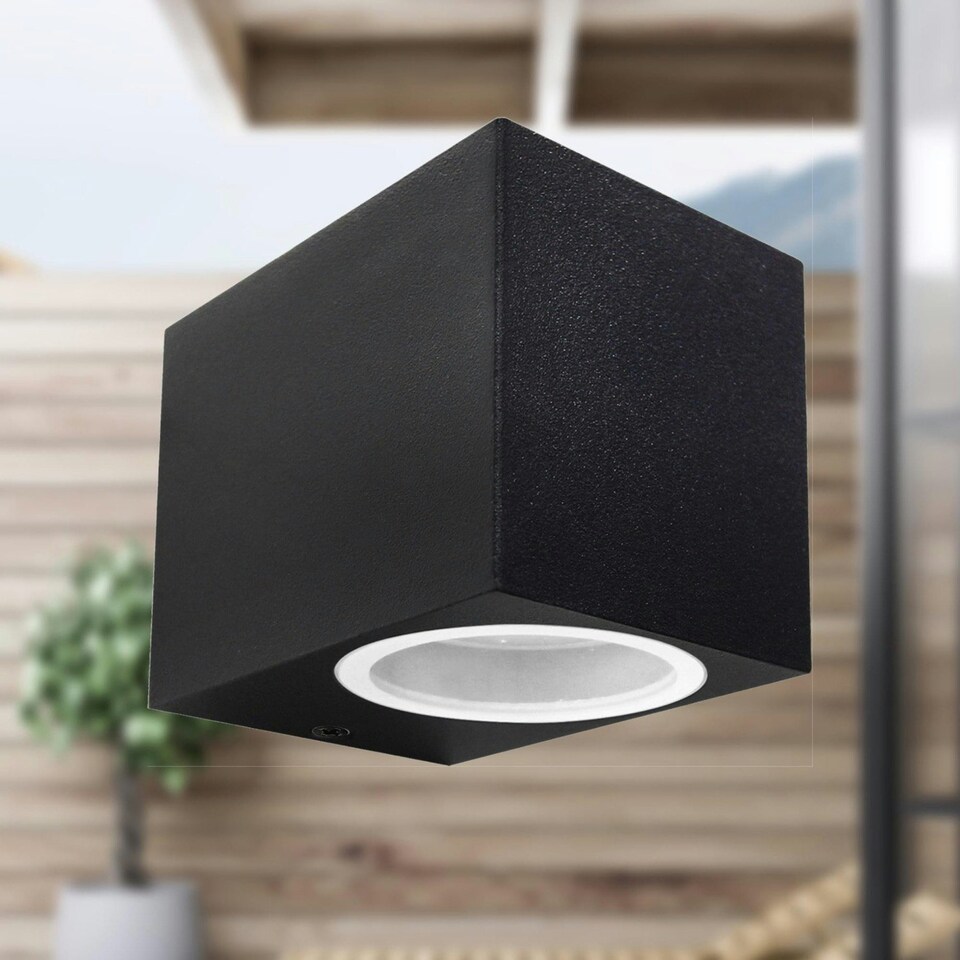 image 1 of First Choice Lighting Set of 6 Falmouth Black Downwards Outdoor IP44 Wall Light Black | Clear