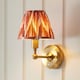 image 4 of Burley Rechargeable Brushed Aged Brass Plate Wall Light with Apricot Orange Fabric Zigzag Shade 16cm Integrated LED