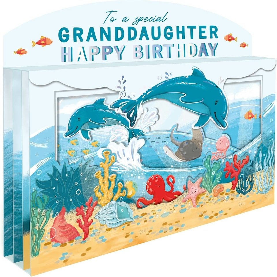 image 1 of Spectacular 3D Under The Sea Granddaughter Birthday Card
