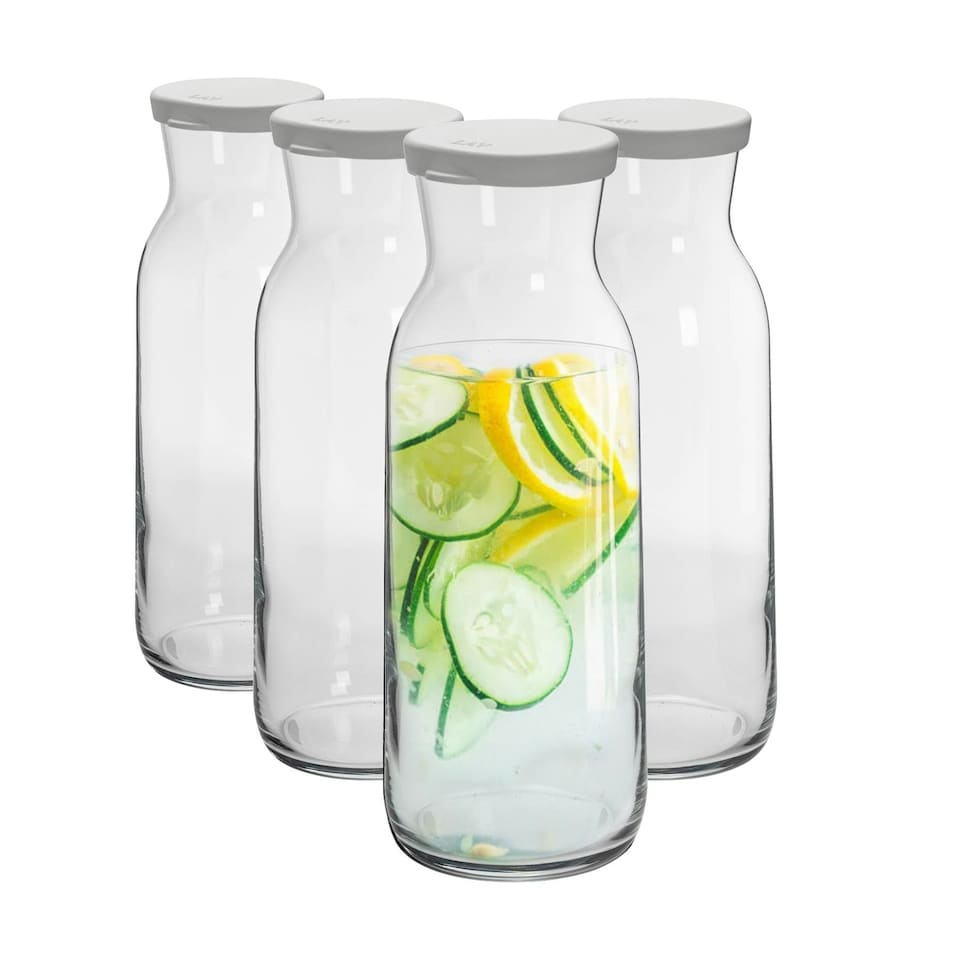 image 1 of Argon Tableware Brocca Glass Carafes with Silicone Lids - 1.2 Litre - Pack of 4