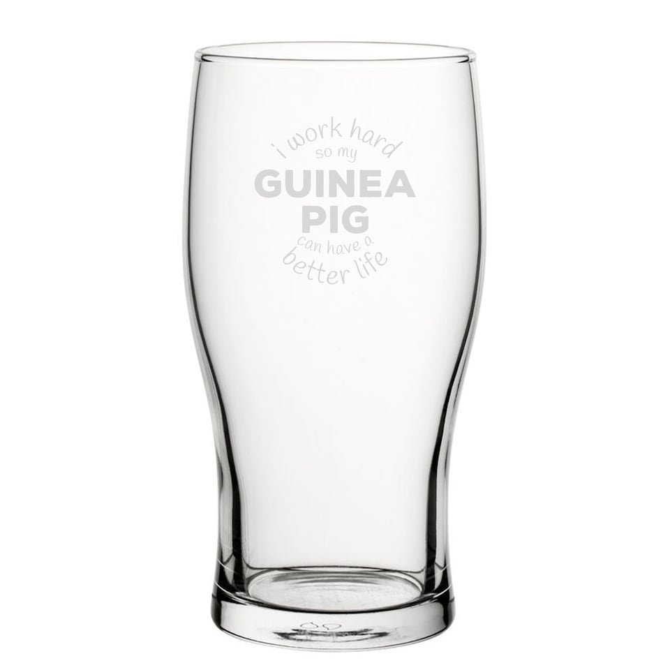 image 1 of Personalised Guinea Pig Tulip Pint Glass Birthday Gift for Friend