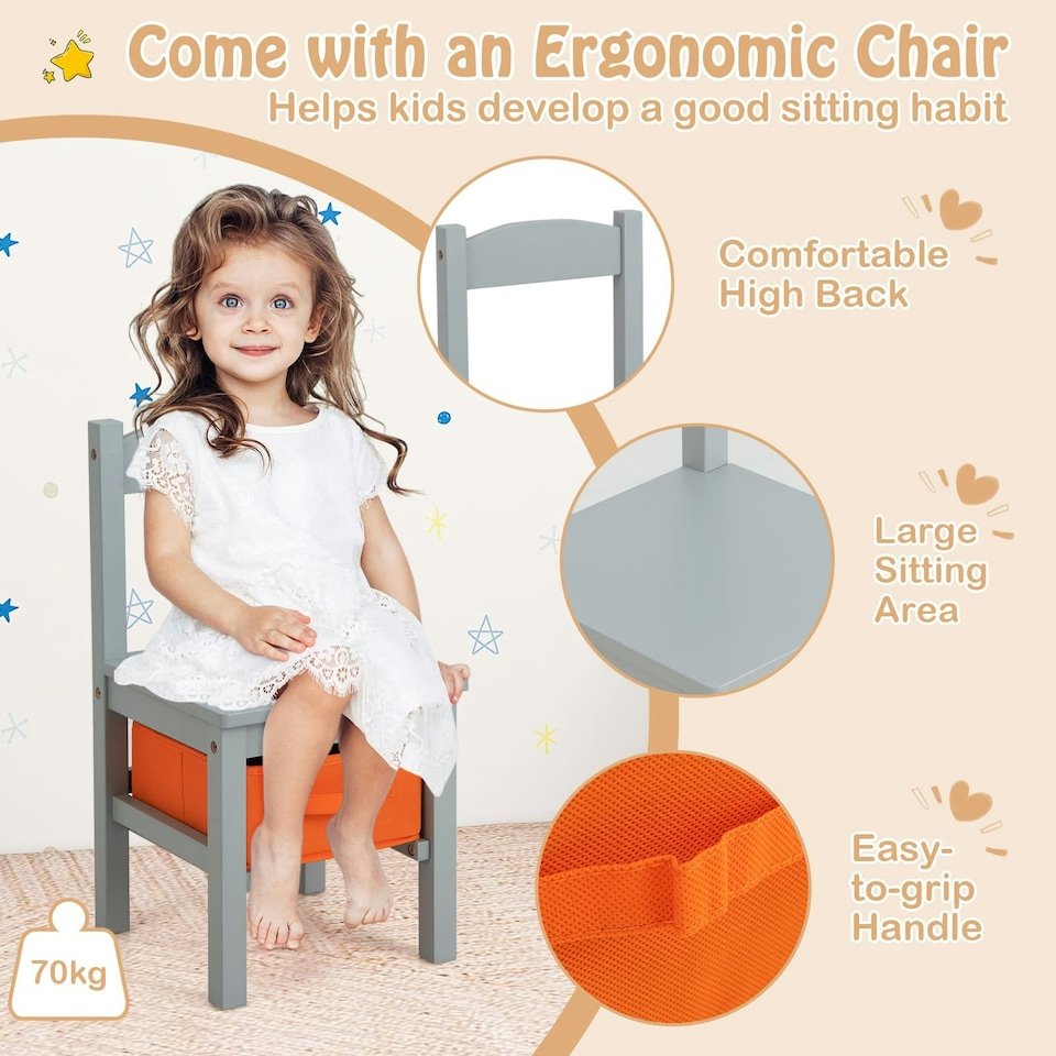 image 1 of COSTWAY Kids Table and Chair Activity Table Set Grey | Grey