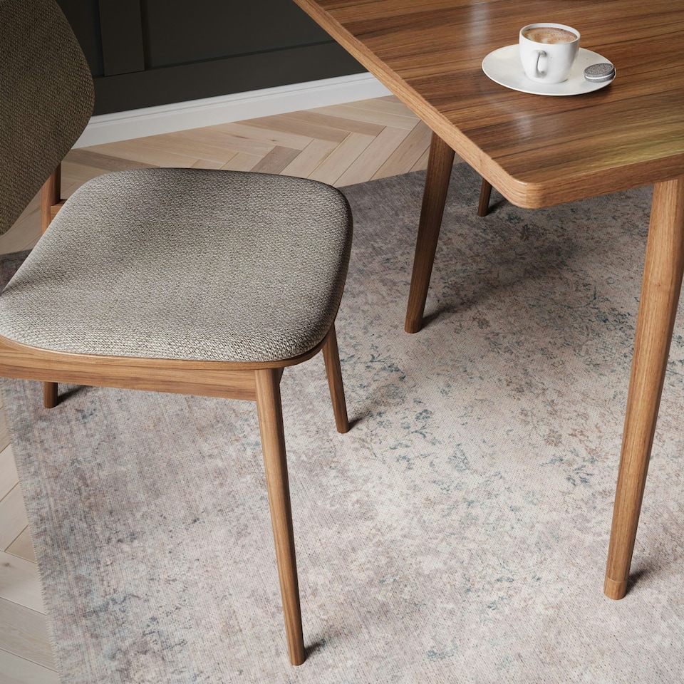 image 1 of KUKOON Greige Floral Medallion Persian Style Non Slip Washable Low Pile Rug 60cm x 110cm | Cream