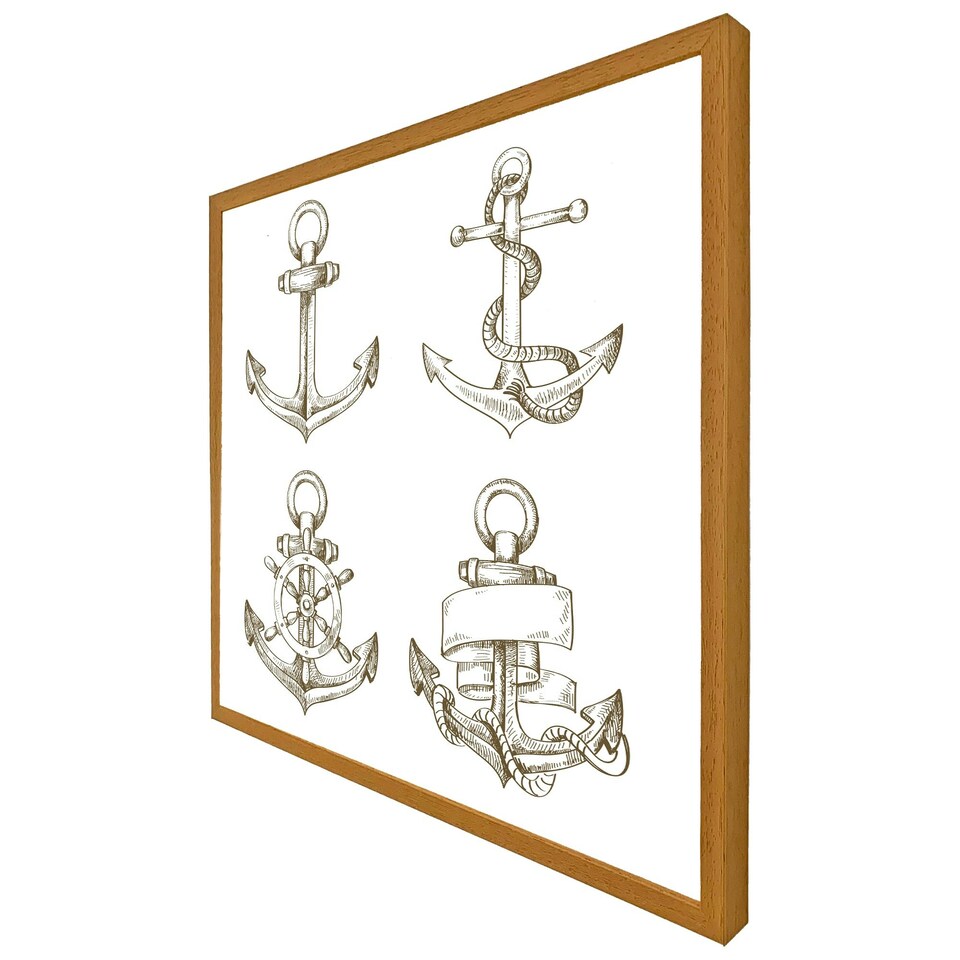 image 1 of Drawn anchors (Picture Frame) White | L
