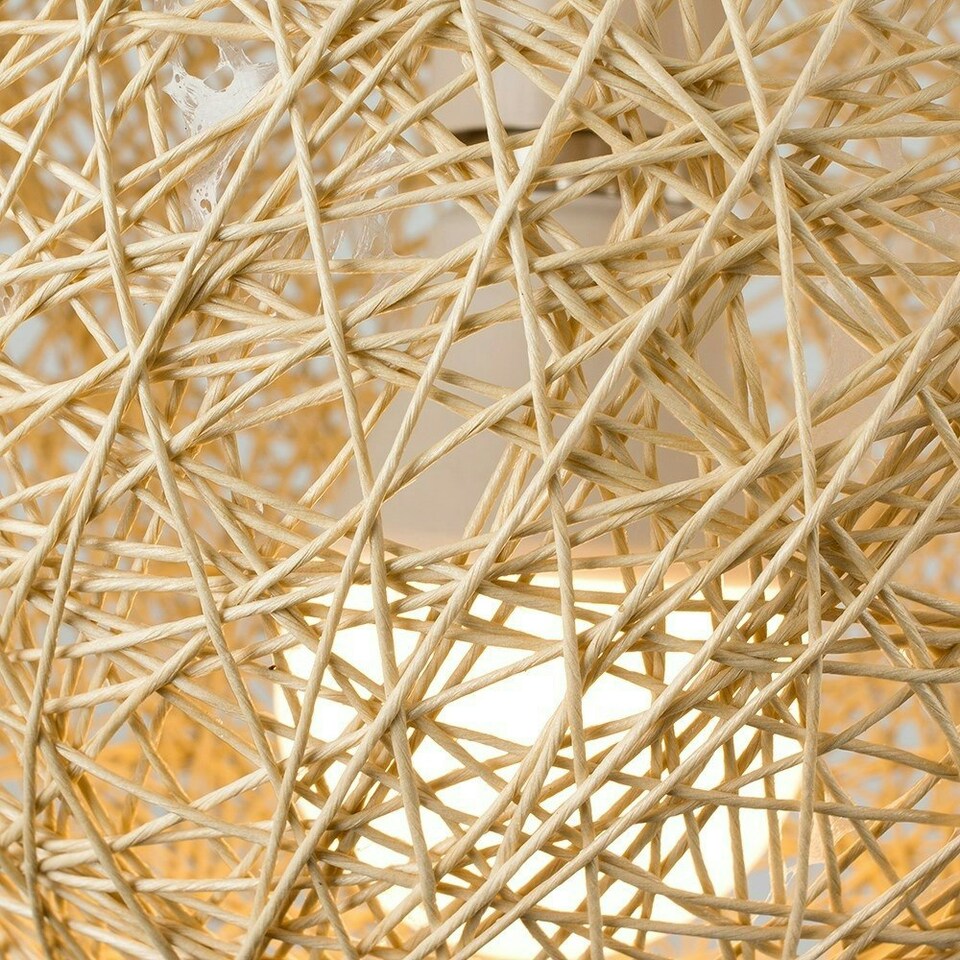 image 1 of ValueLights Bjorn Small Rattan Wicker Cream Ceiling Pendant Shade Cream