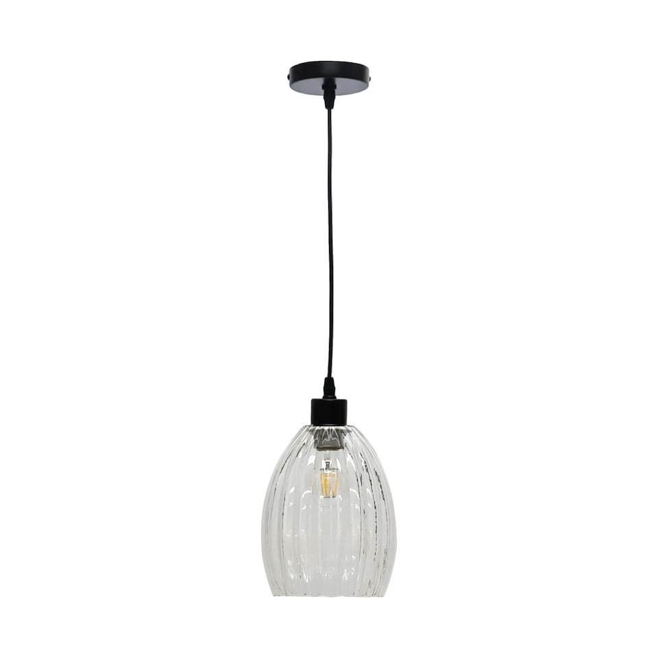 image 1 of Birch - Clear Fluted Glass Easy Fit Pendant Shade Clear
