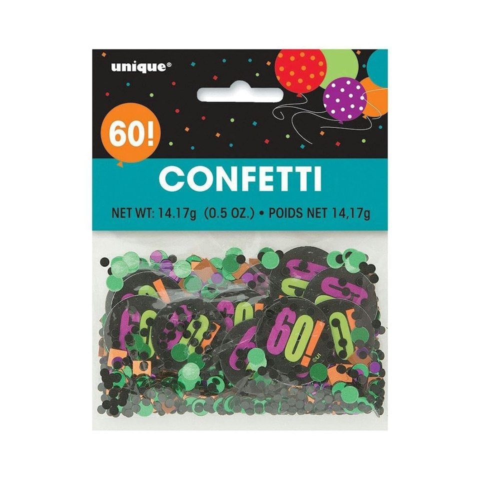 Unique Party Cheer 60th Birthday Confetti - Multicoloured - One Size