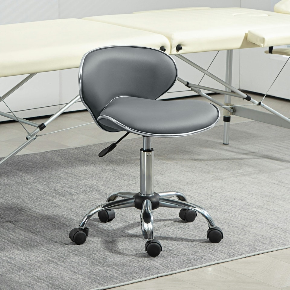 image 1 of HOMCOM Adjustable Rolling Swivel Beauty Salon Chair, Stool for Spa, Technician - Black