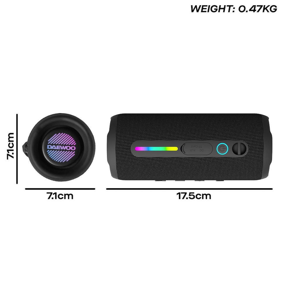 image 1 of Daewoo Boom Beat Splash 30W IPX7 Wireless Bluetooth Speaker Black