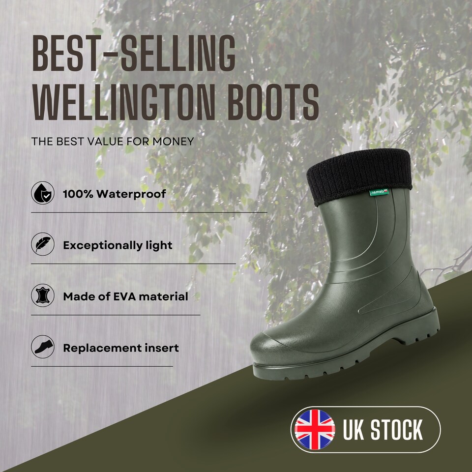 image 1 of Laura Waterproof Women's EVA Wellies with a removable warming liner Green EU38