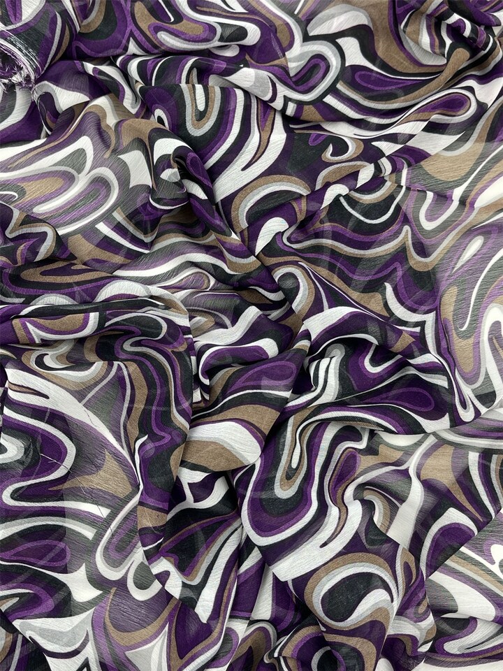 Purple Crinkle Sheer Chiffon Fabric for Dressmaking, 144cm / 56" Wide - per metre
