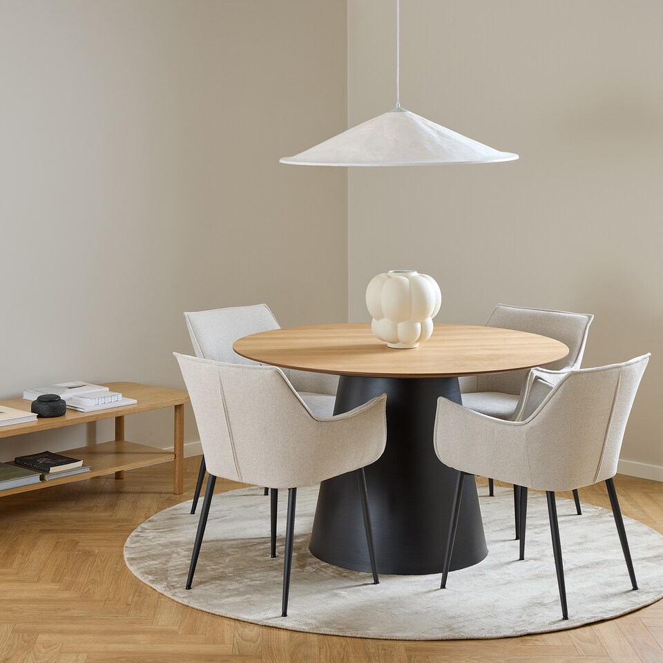 image 1 of Soli Round Dining Table in Oak and Black 120x75cm