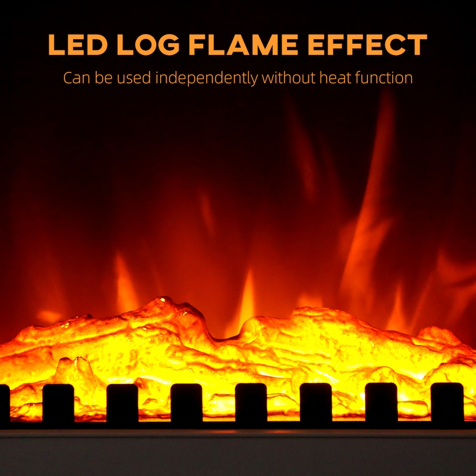 image 1 of HOMCOM Electric Log Burner with LED Flame Effect 1000W/2000W