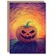 image 1 of Evil Fun Carved Pumpkin Face Trick or Treat Scary Halloween Card