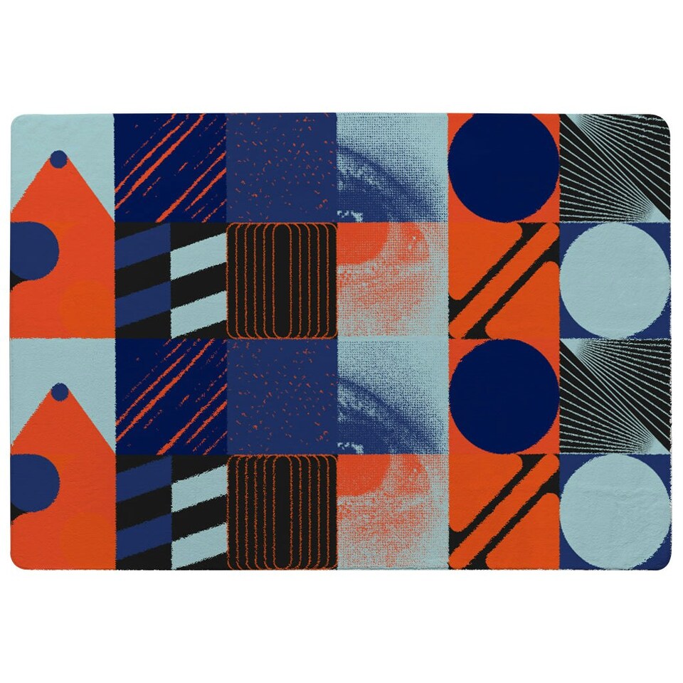 image 1 of Deconstructed postmodern inspired artwork (Rug) Blue | Large: 140x200cm