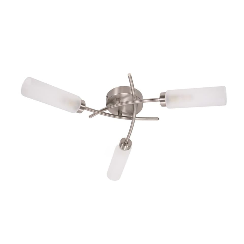 image 1 of ValueLights Maya Brushed Chrome 3 Way Curved Cross Ceiling Light | Chrome