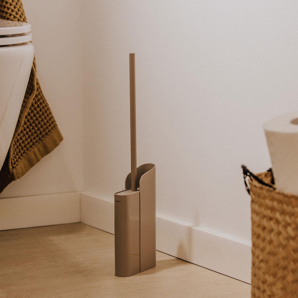 image 1 of COSMIC Silicone Toilet Brush, Floor or Self-Adhesive, White, Flat Collection