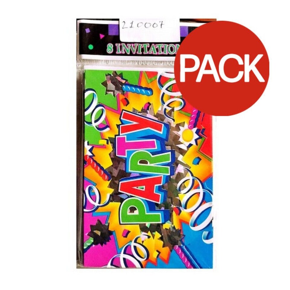 Amscan Party Birthday Card (Pack of 8) - Multicoloured - One Size