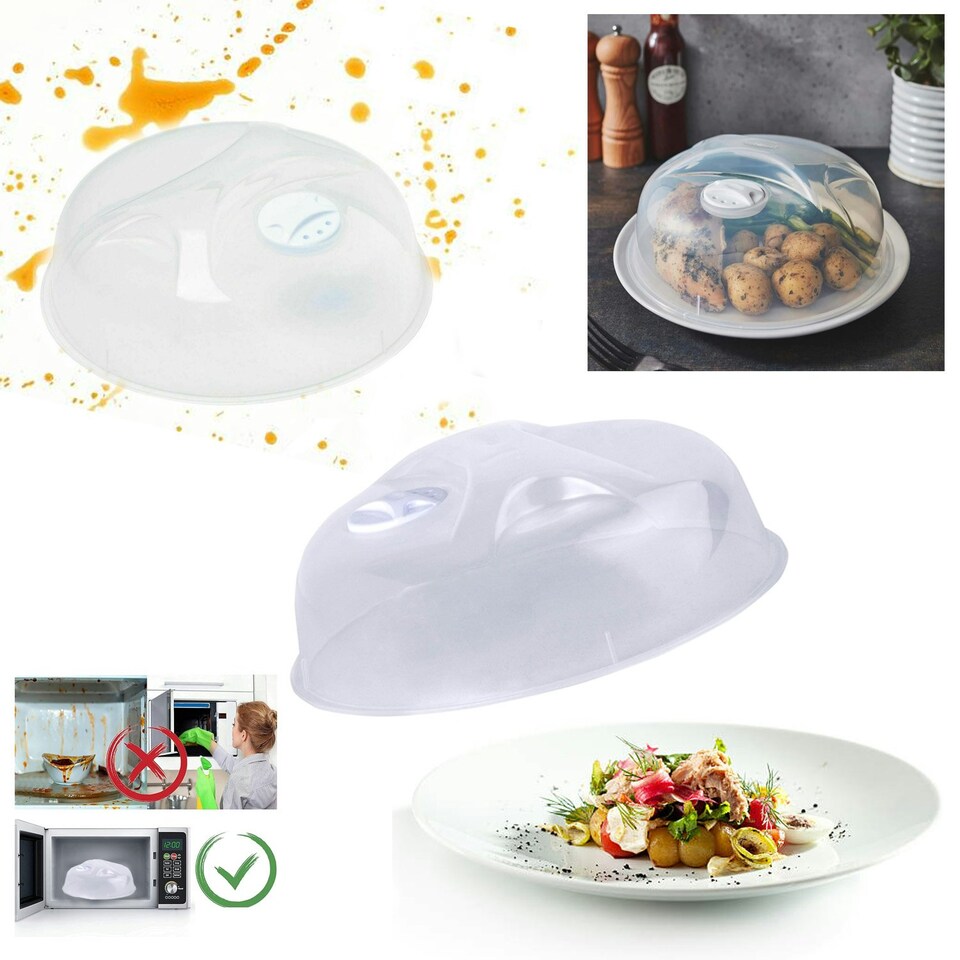 image 1 of 2 x BPA Free & Dishwasher Safe Microwave Plate Cover (25cm) Prevents Food from Splattering