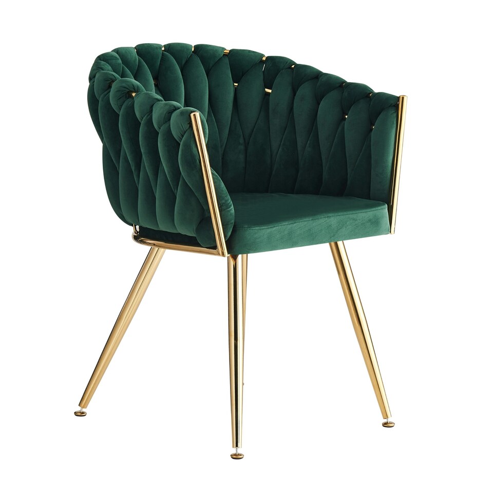 image 1 of Single Roma Knot Velvet Armchair with Gold Metal Legs, Modern Tufted Design for Living Room Orange