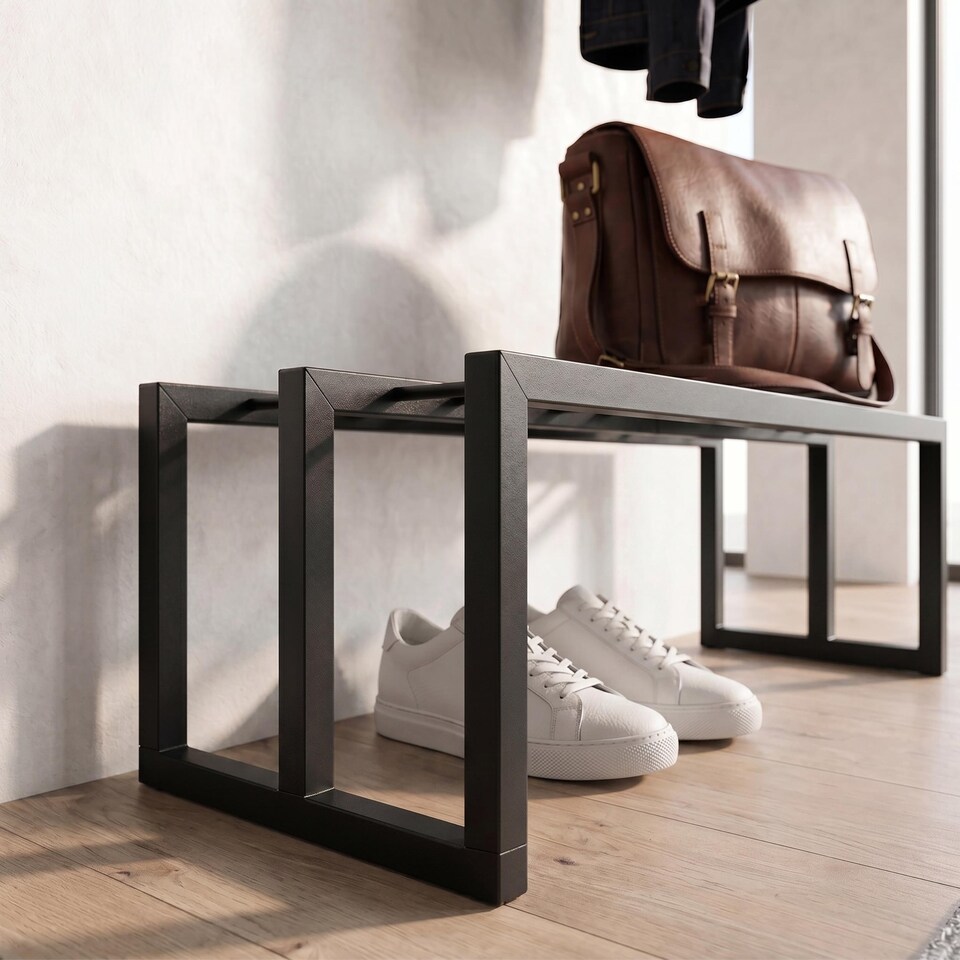 image 1 of Decortie Roya Hall Set Shoe Rack and Hook Rail Black