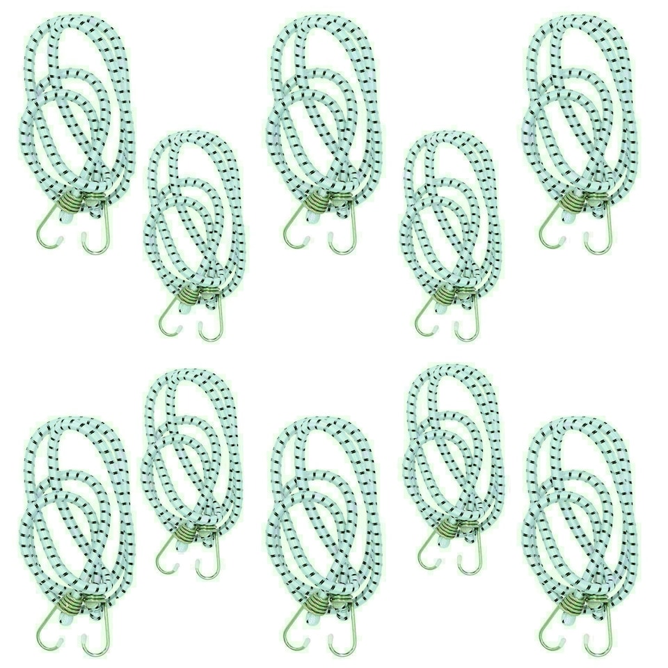 image 1 of 72" Heavy Duty Bungee Cords Fasteners Tie Downs Fastening Metal Hooks 10pk