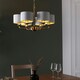 image 2 of Highclere Multi Arm Shade Pendant Ceiling Lamp, Antique Brass Plate, Vintage White Fabric