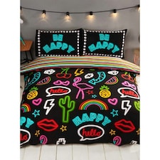 Rapport Be Happy Neon Duvet Cover Set - Multicoloured - Double | Multi | Double