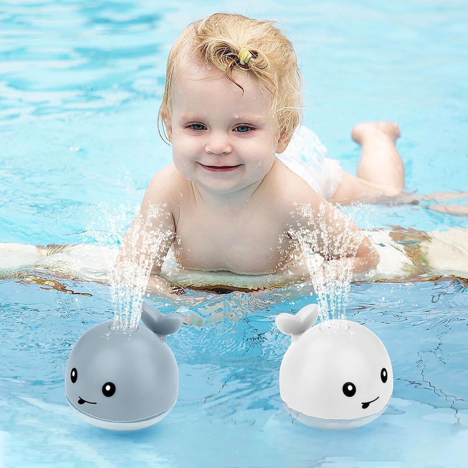 image 1 of LED Whale Bath Toy – Light-Up Spray Fountain for Baby and Toddler Bathtime Fun