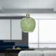 image 4 of Set of 2 Leah - Green Ripple Glass Globe with Satin Brass Pendant Fittings