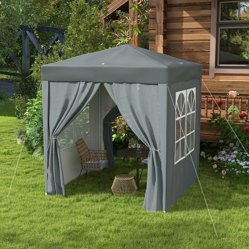 image 1 of Outsunny 2mx2m Pop Up Gazebo Party Tent Canopy Marquee with Storage Bag Grey