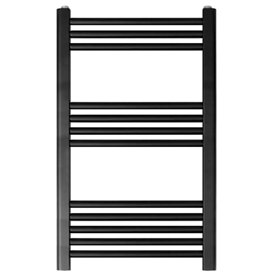 image 1 of Straight Heated Towel Rail Radiator, 455W, 500 x 800mm, Matt Black | Black | Matt Black