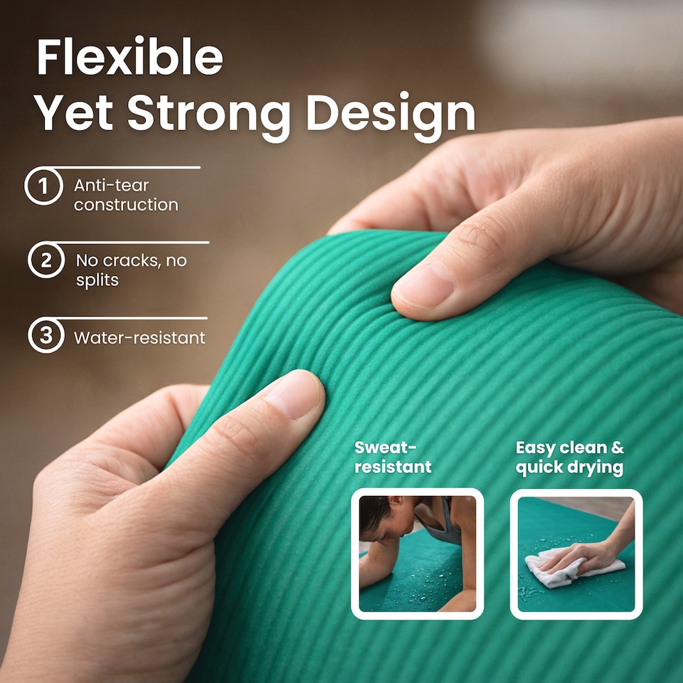 image 1 of Lockie Fitness Yoga Mat 8 mm Thick, Non Slip Exercise Mat for Women and Men, TPE Foam Pilates Mat, Gym Mat for Home Workout, Yoga, Pilates, Exercise & Gymnastics, 180 x 60 cm, Teal
