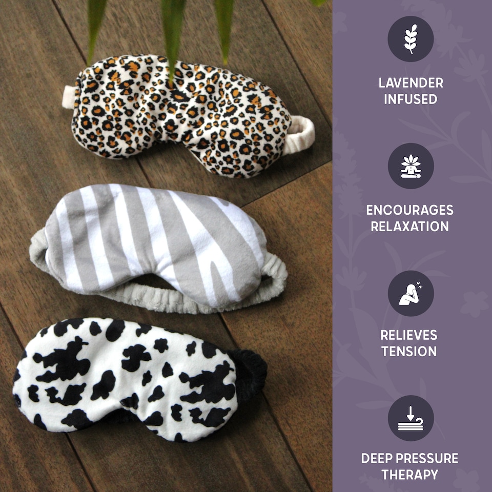 image 1 of SMUG Lavender Deep Pressure Therapy Eye Mask - Cow Print