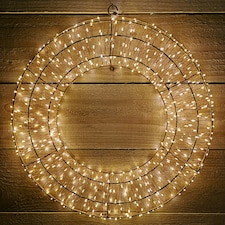 Rose Gold Wreath With Warm White LEDs 600 Bulb 45cm