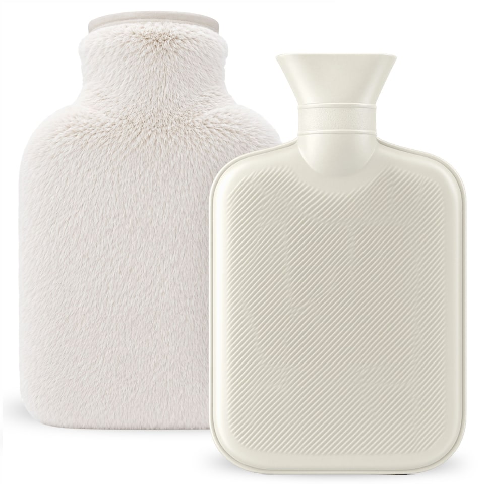 image 1 of 1L Hot Water Bottle - Luxury, Soft and Washable Hot Water Bag for Hot and Cold Compress