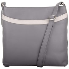 Smart Genuine Leather Cross Body / Shoulder Bag Multi Grey | Grey/White