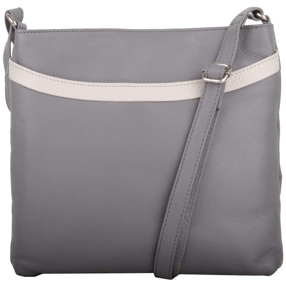 image 1 of Smart Genuine Leather Cross Body / Shoulder Bag Multi Grey | Grey/White