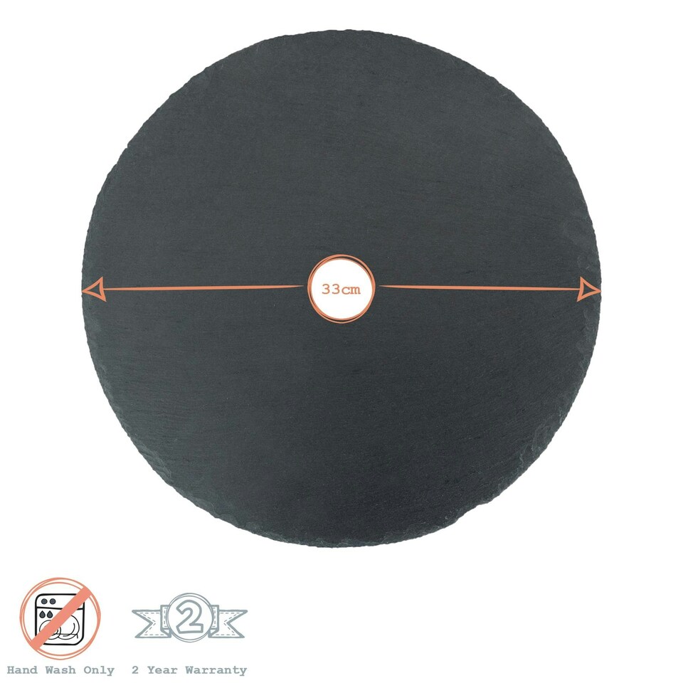 image 1 of Argon Tableware Round Slate Serving Platter - 33cm Grey