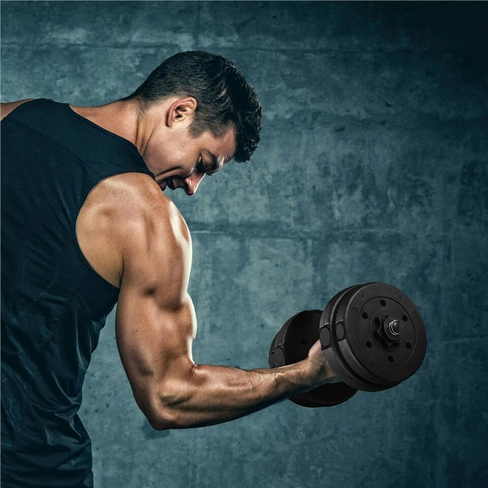 image 1 of Yaheetech 15kg Adjustable Dumbbell Set Black