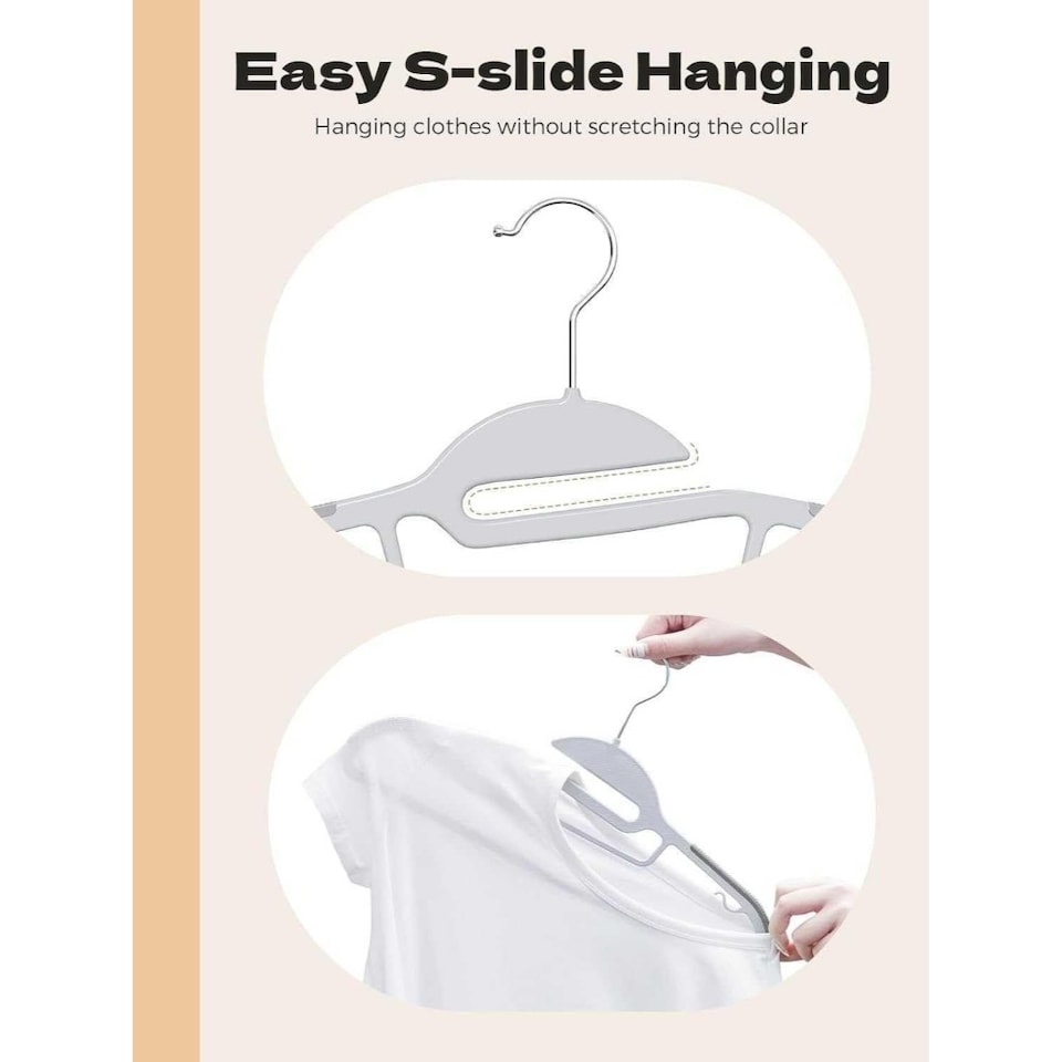 image 1 of Dyzi Plastic Coat Hangers Non Slip White Pack of 100