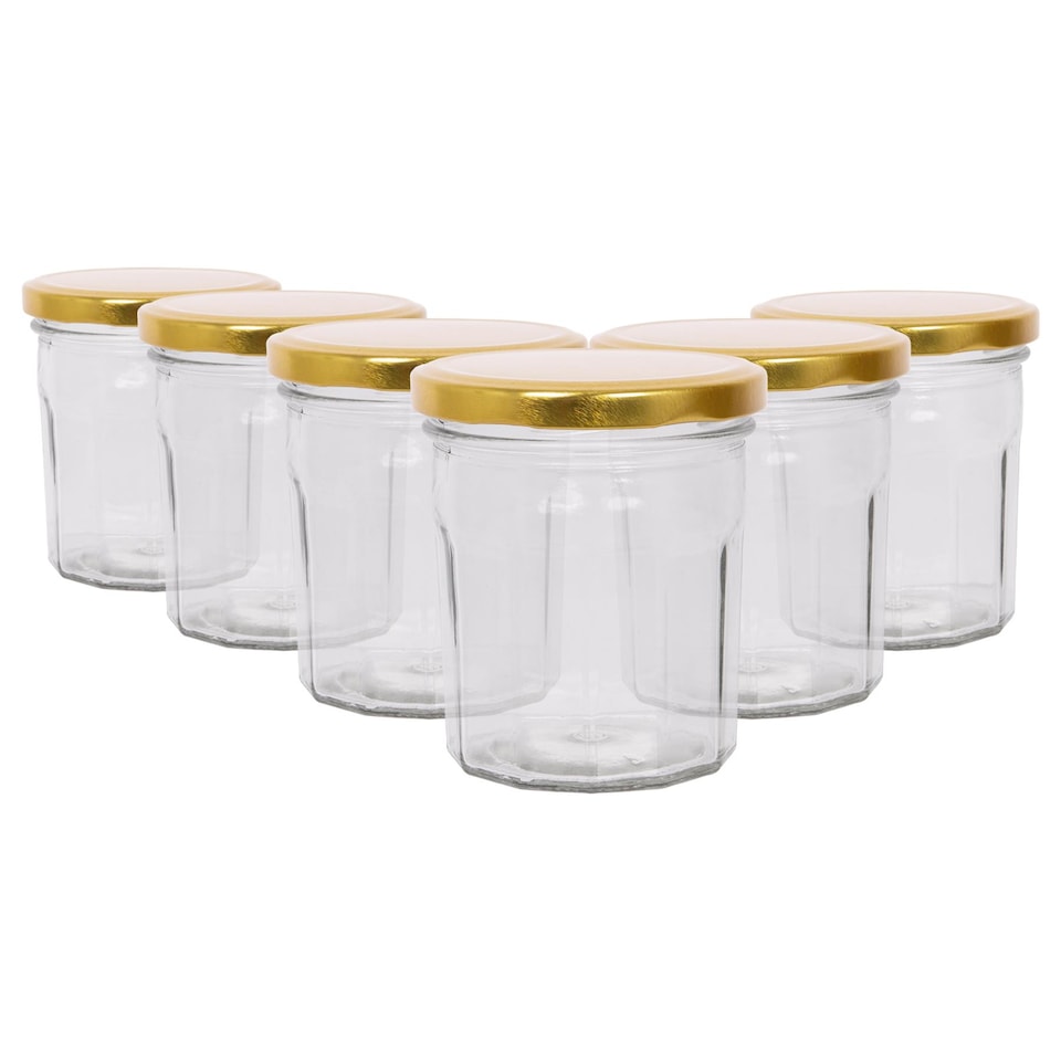 image 1 of Argon Tableware Glass Jam Jars with Lids - 310ml - Pack of 6