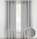 image 1 of Pair of Crete Silver Luxury Linen Look Sheer Panels with Eyelet Header 229 CM