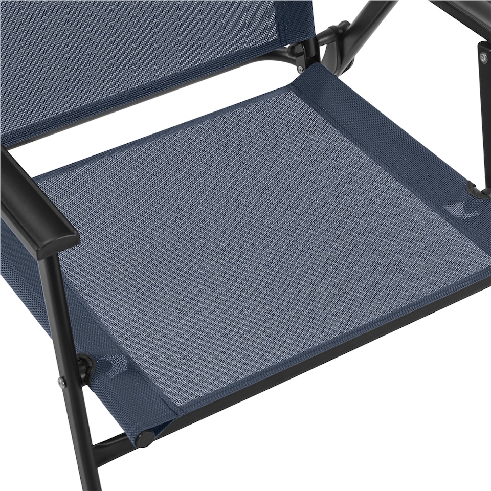 image 1 of Yaheetech Set of 2 Outdoor Texteline Foldable Dining Chairs-Navy Blue | Blue | Navy Blue | One Size